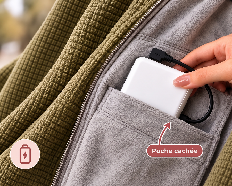 Poche cachée pour la batterie